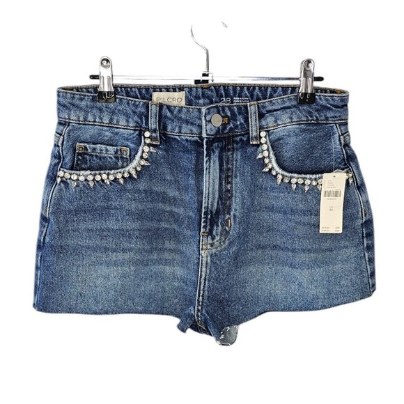 Anthropologie Pilcro Lover Embellished Denim Shorts Size 28 Gemstone NWT Cut Off - Picture 1 of 10